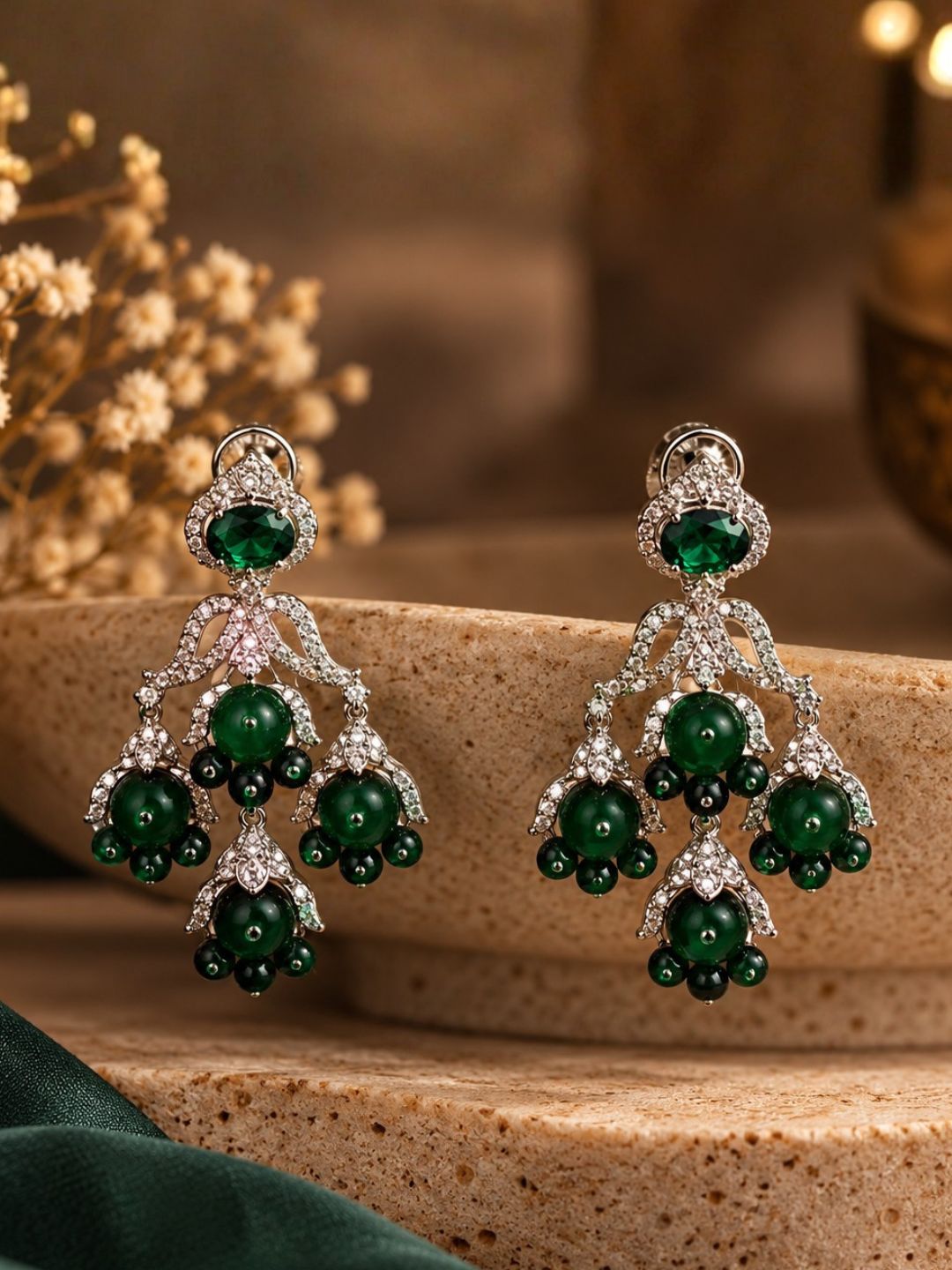 Ishhaara Emerald Teardrop Luxe Earrings