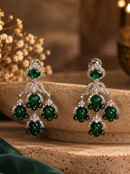 Ishhaara Emerald Teardrop Luxe Earrings