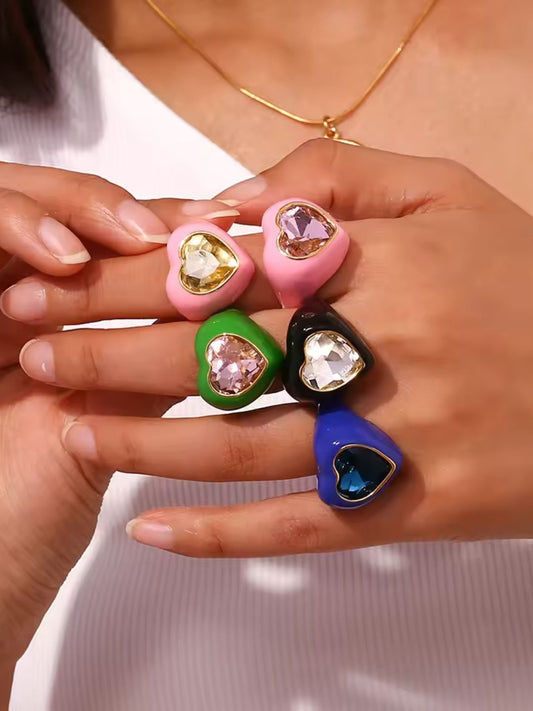 Ishhaara Enamel Heart Shaped Ring