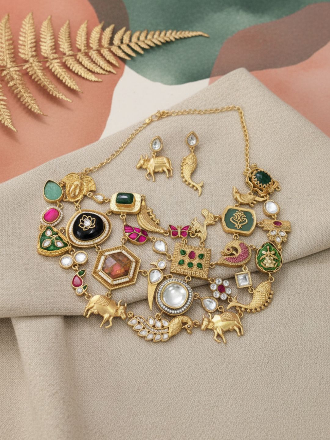 Ishhaara Exclusive Hand Crafted Amrapali Inspired Fusion Necklace Set
