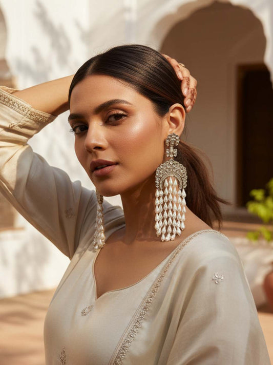 Ishhaara Exclusive Long Lightweight Kundan Earring