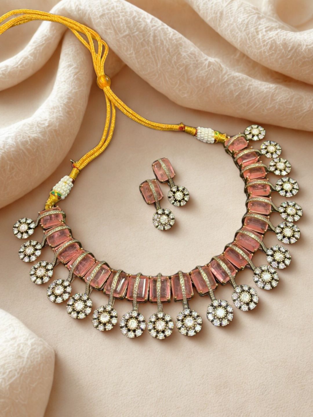Ishhaara Exclusive Moissnite Stone With Polki Bridal Necklace