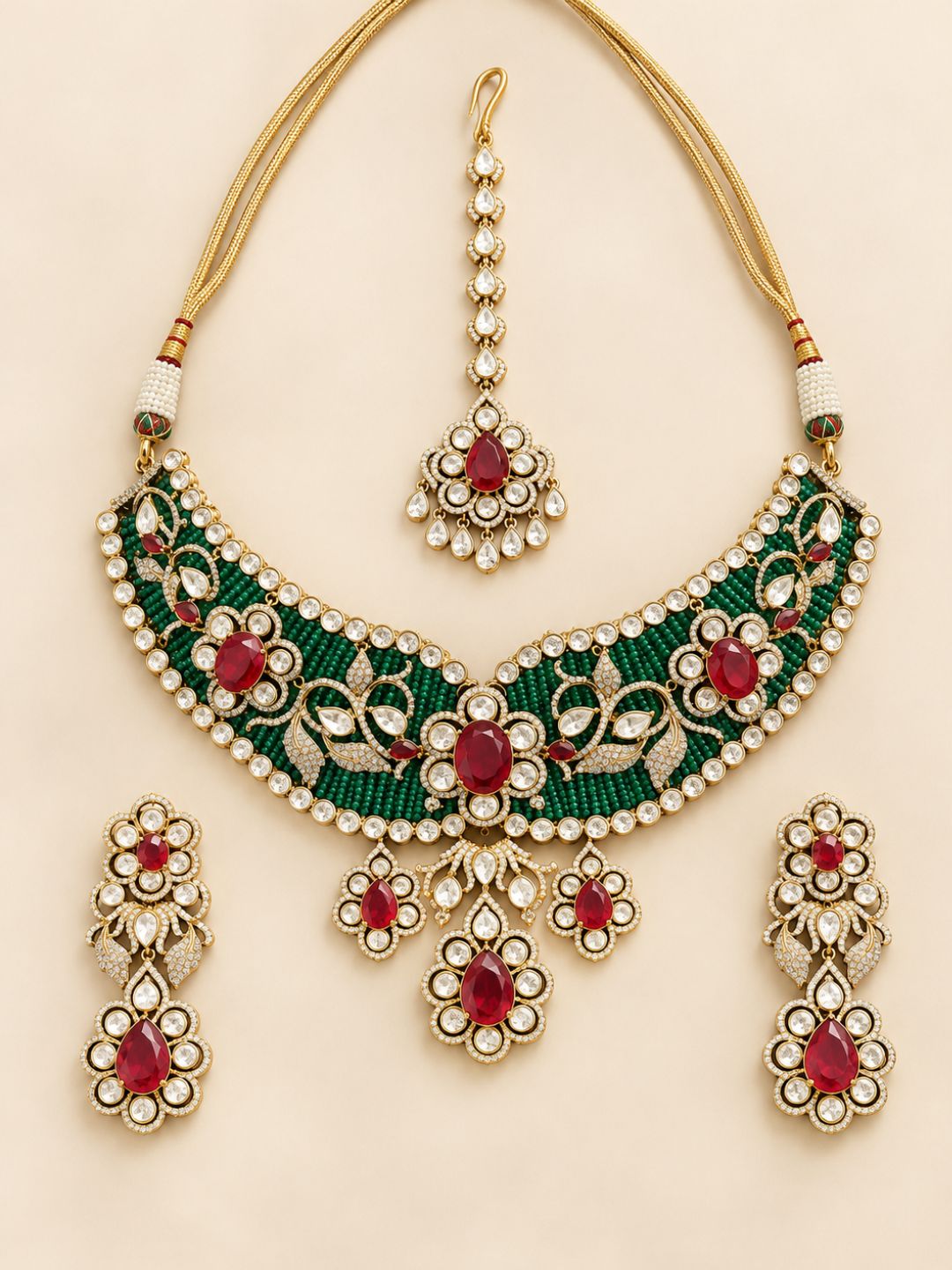 Ishhaara Exclusive Polki And Pearl Beaded Statement Necklace