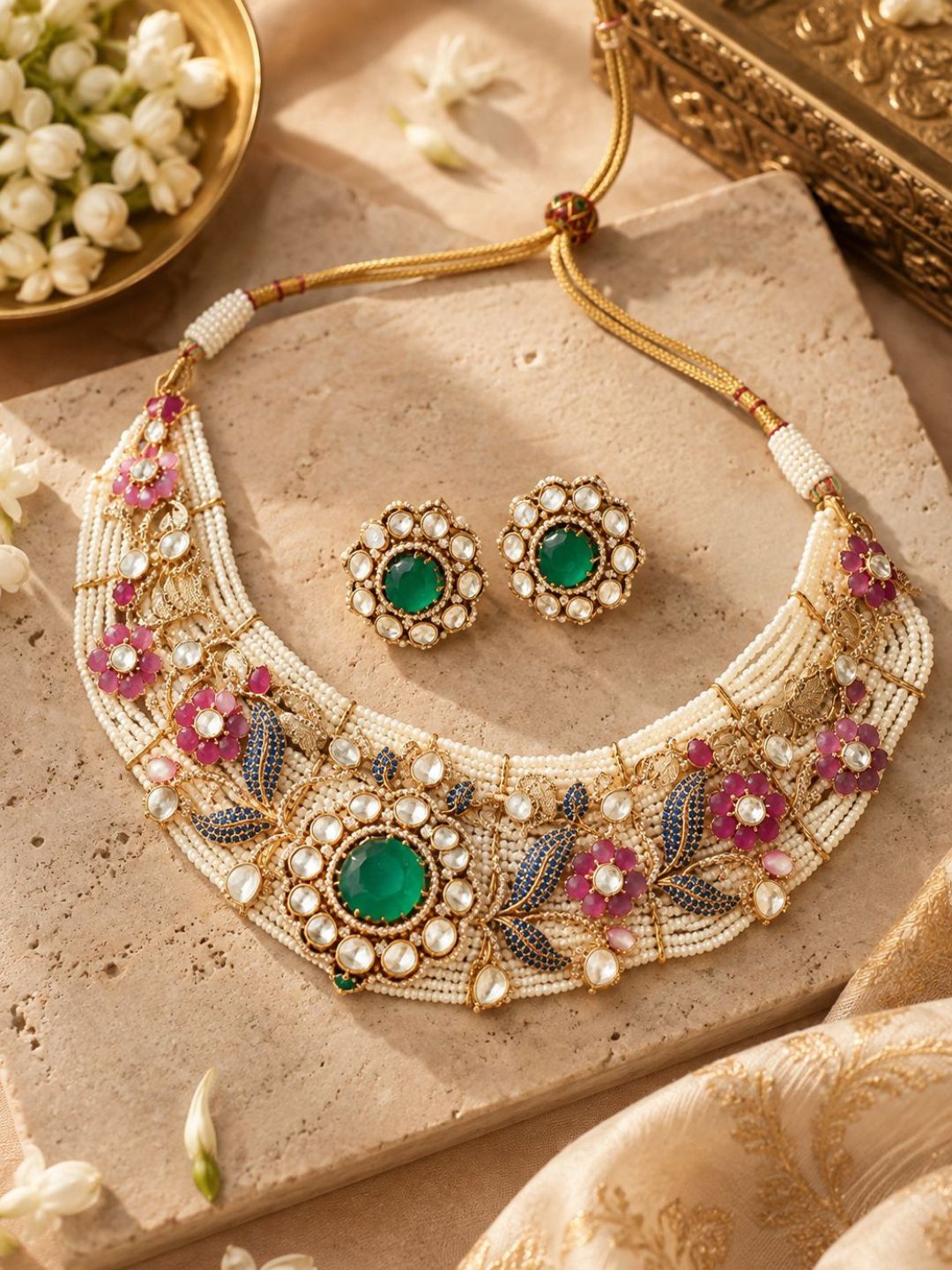 Ishhaara Exclusive Polki Beaded Designer Necklace