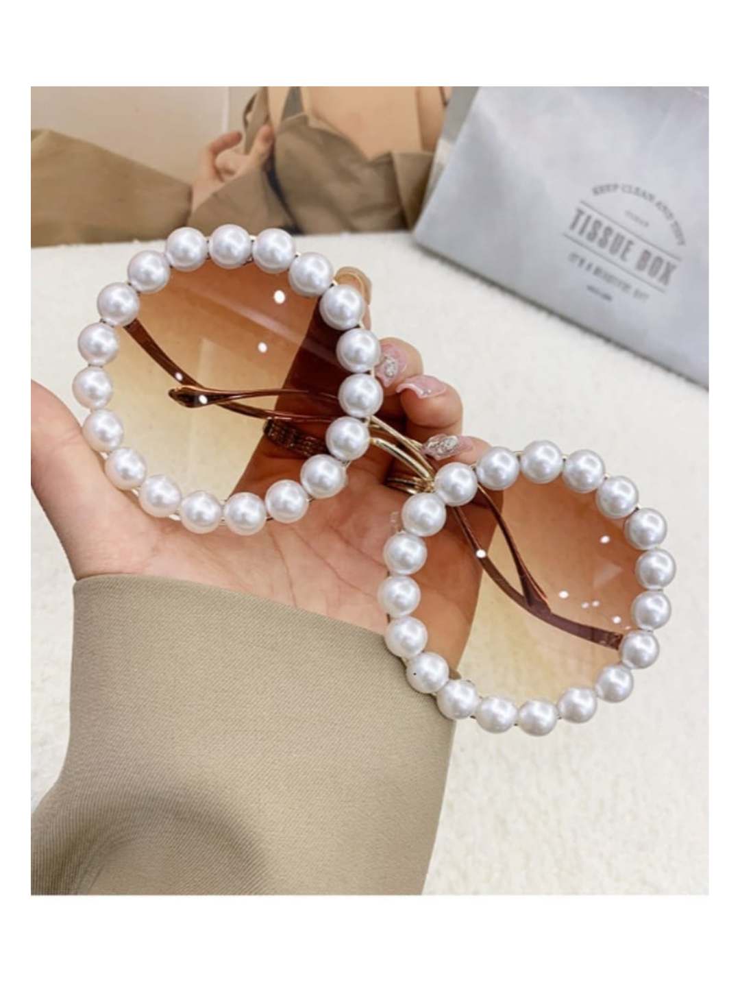 Ishhaara Exclusive Round Pearl Sunglasses