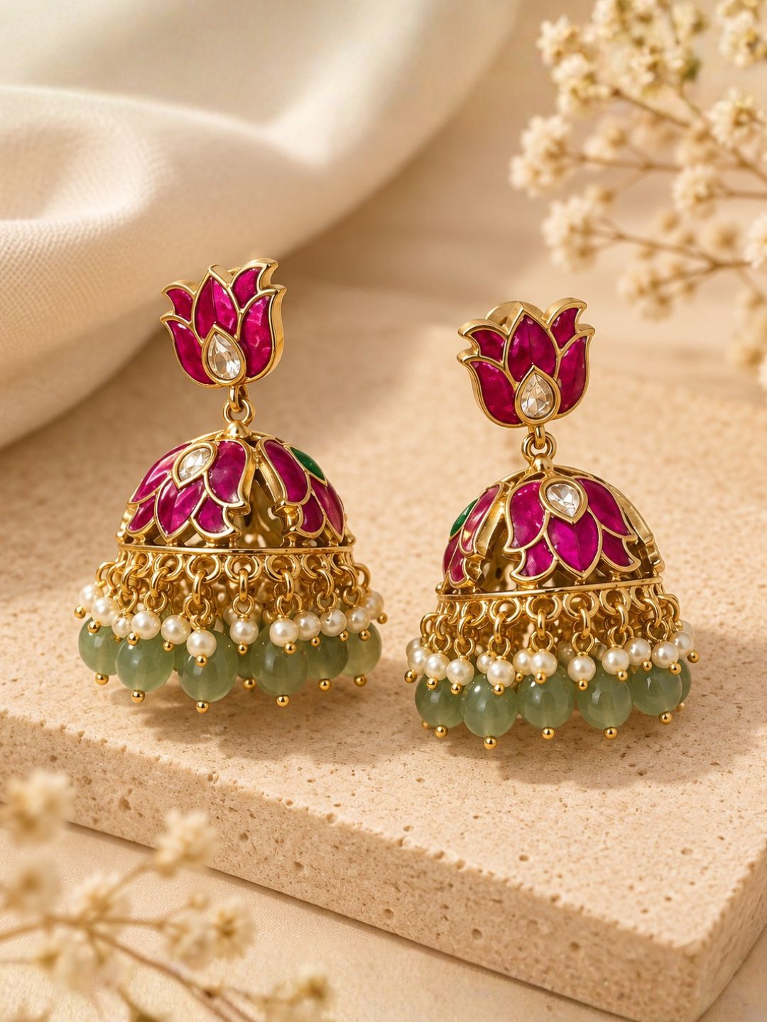 Ishhaara Exquisite Jadau Lotus Jhumka