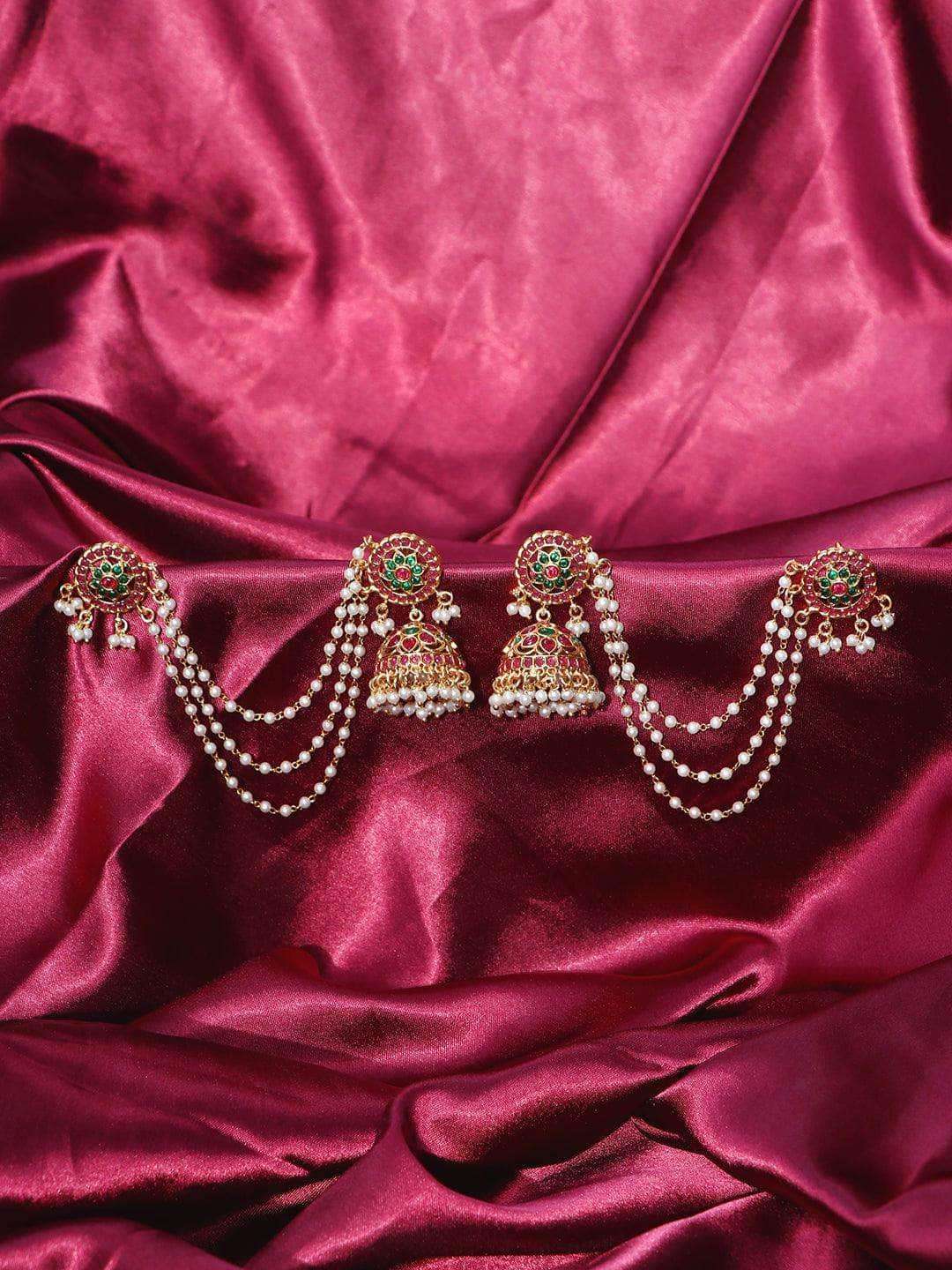 Ishhaara Floral Jhumka With Ear Chain