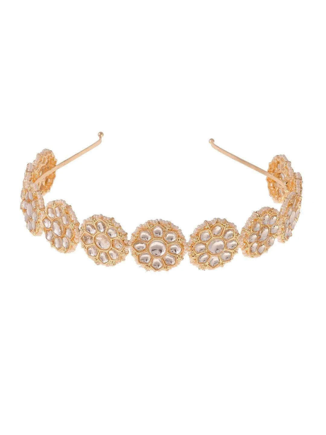 Ishhaara Floral Shape Kundan Studded Hair Band