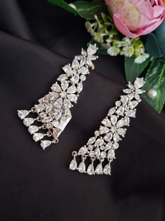 Ishhaara Flower Cz Dangler Earrings