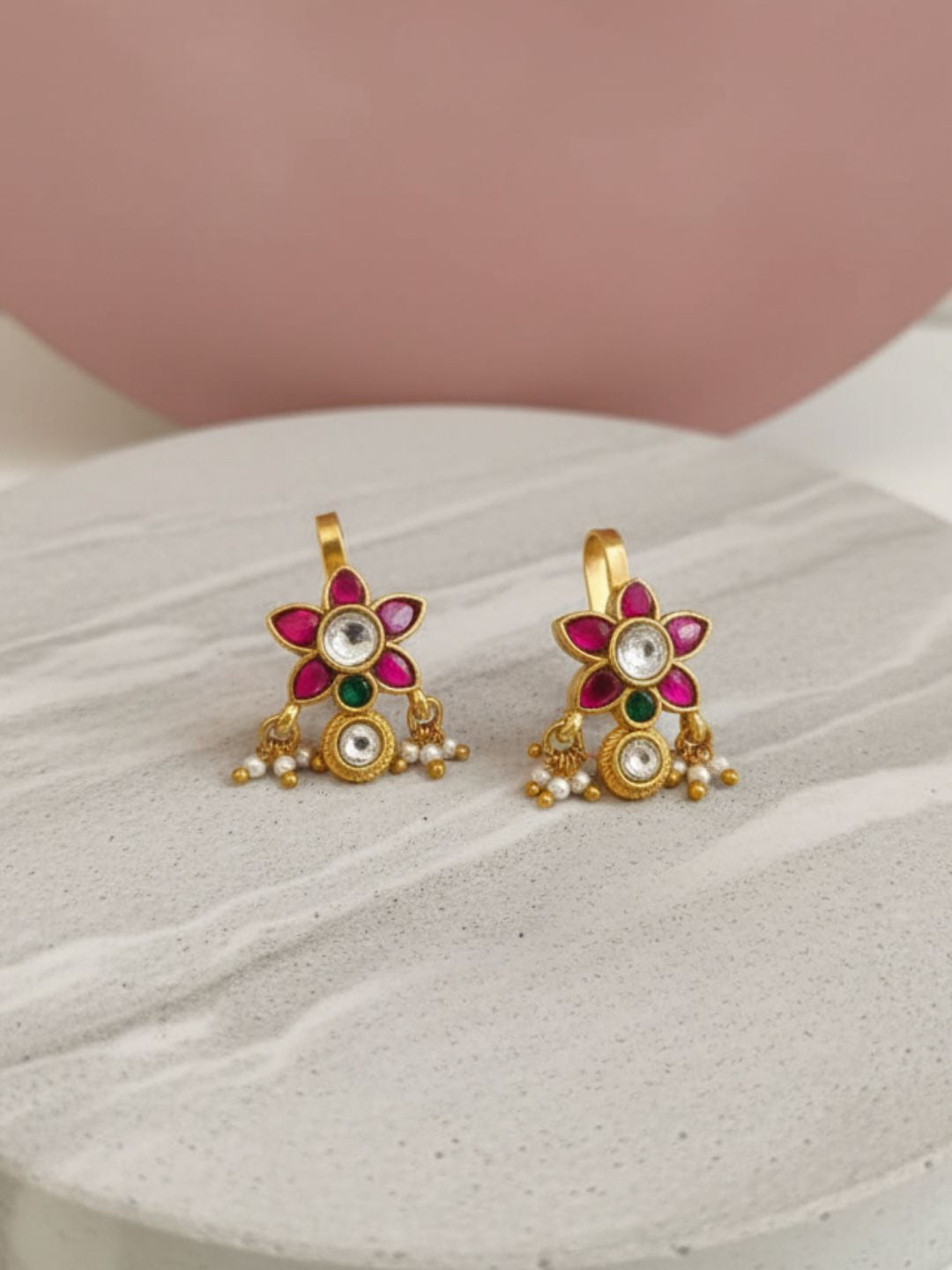 Ishhaara Flower Jadau Kundan Bugadi Earrings
