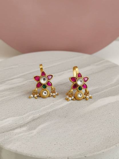 Ishhaara Flower Jadau Kundan Bugadi Earrings