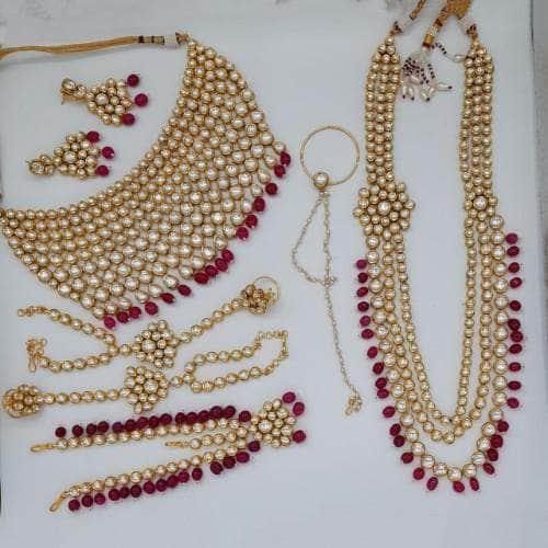 Ishhaara Full Bridal Set Maroon Necklace Set
