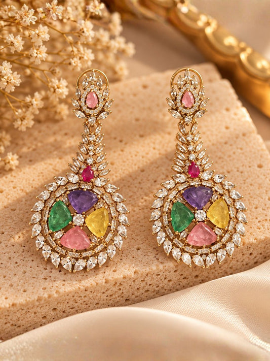 Ishhaara Gemstone Chandelier Earrings