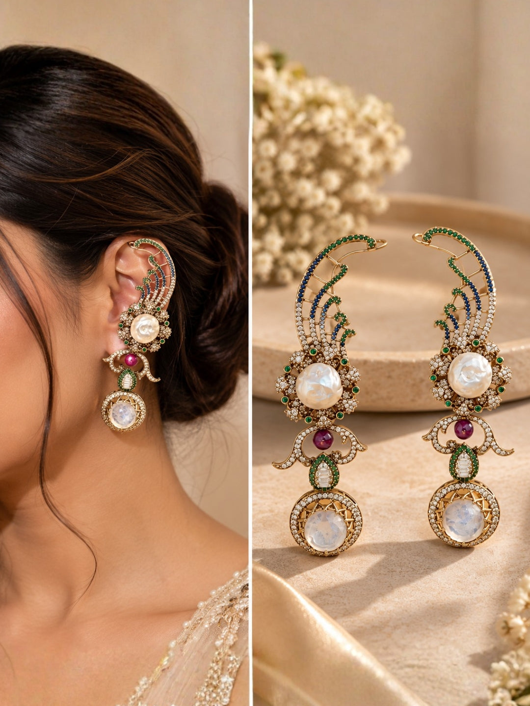 Ishhaara Gemstone Studded Earcuff Earrings