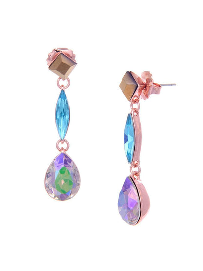 Ishhaara Geometric 3 Tiered Drop Earrings Brown