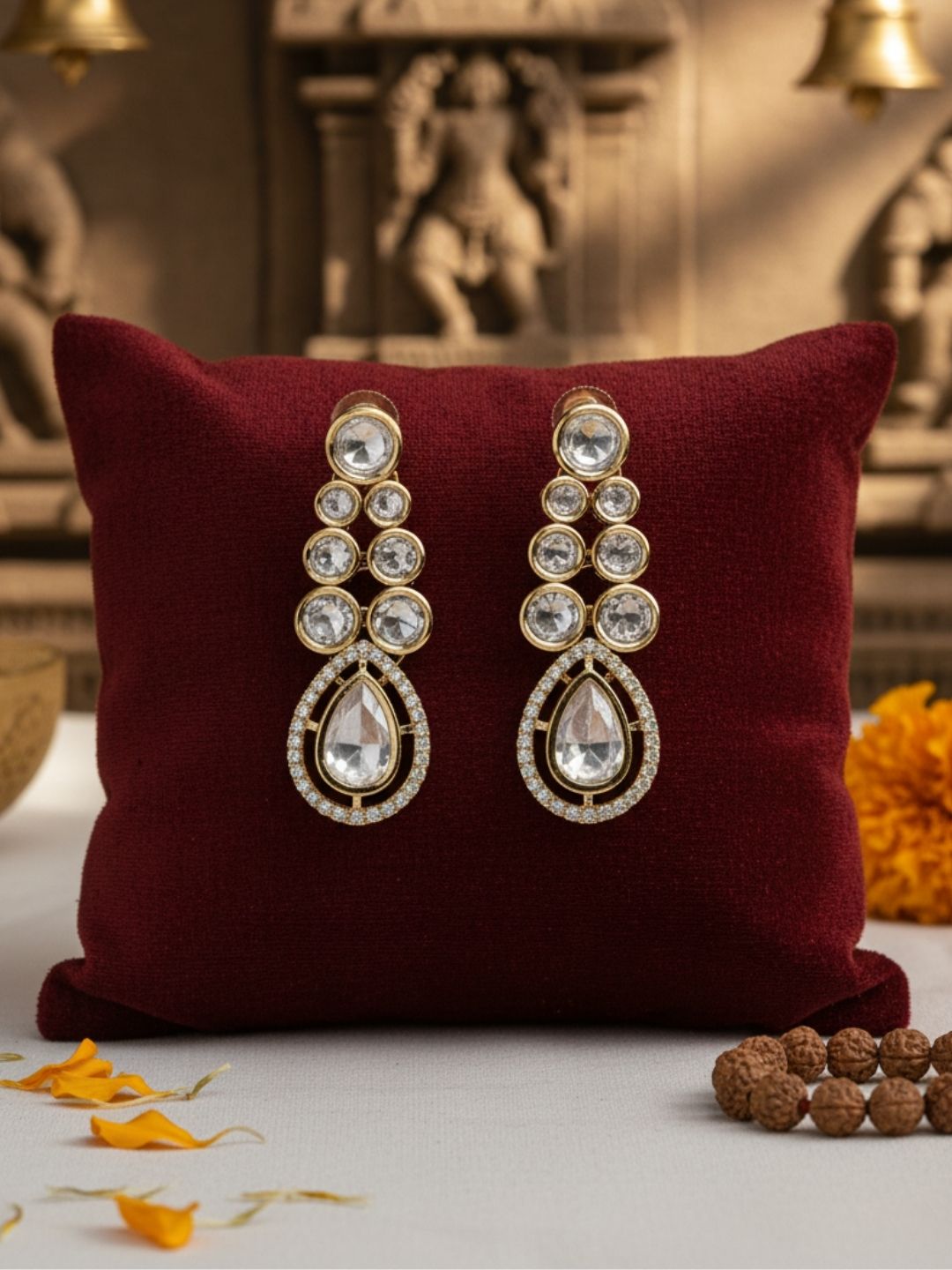 Ishhaara Geometric Kundan Polki Earrings