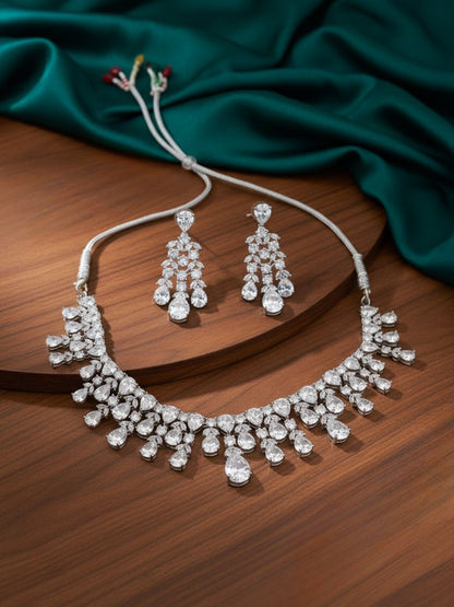 Ishhaara Glamorous Waterdrop Cz Necklace Set