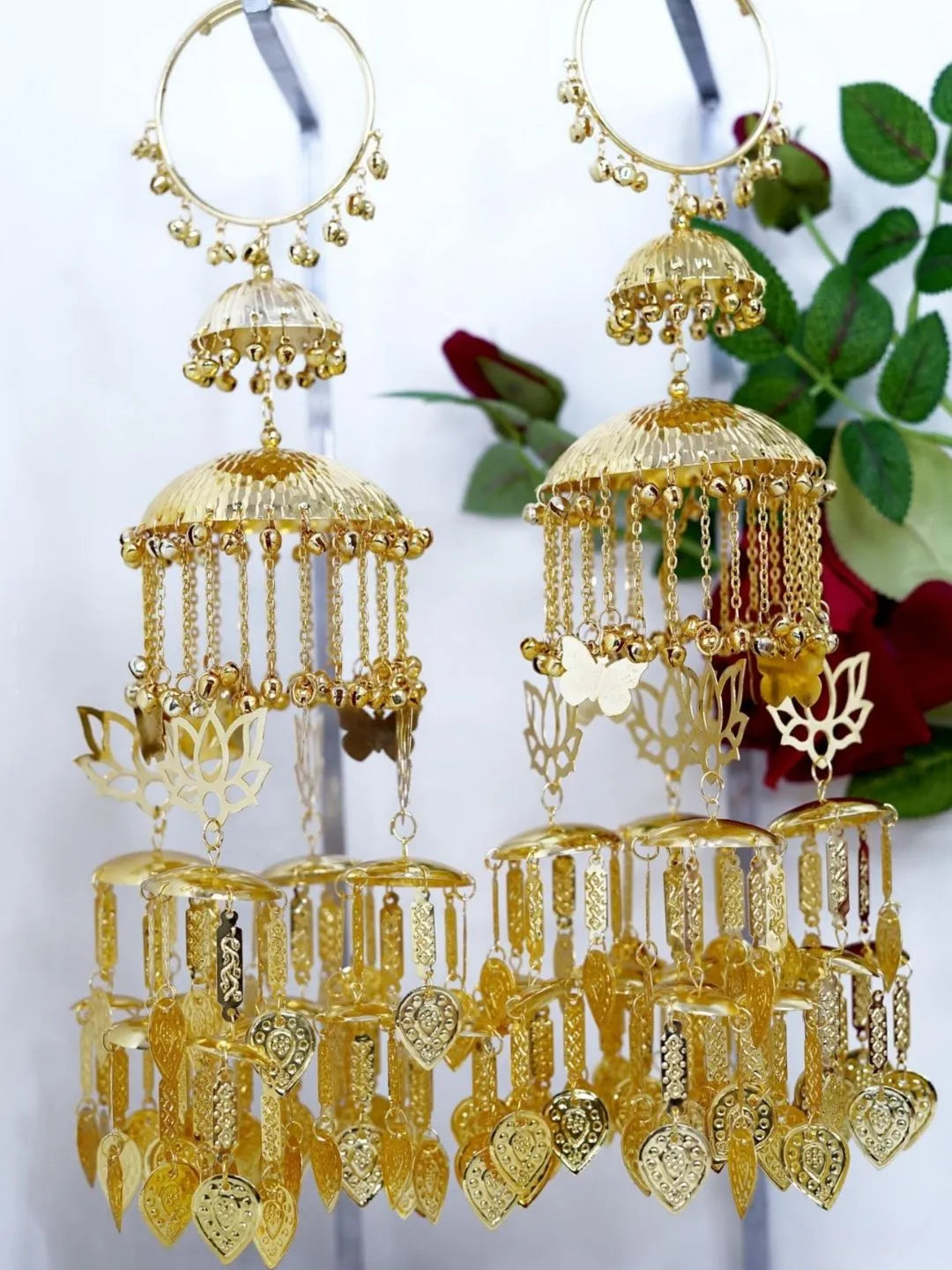 Ishhaara Gold Finish Carved Long Kaleeras