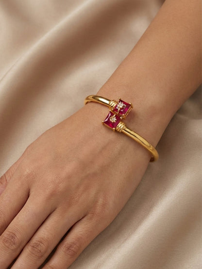 Ishhaara Gold Finish Stone Studded Flexible Bracelet
