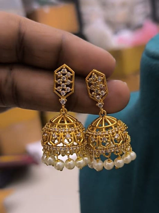 Ishhaara Gold Jhumka Earrings