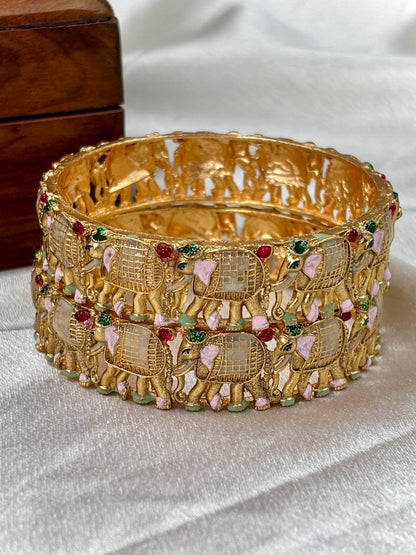 Ishhaara Gold Kundan Bangle with Bird Motif - a stunning piece of jewelry - view 2