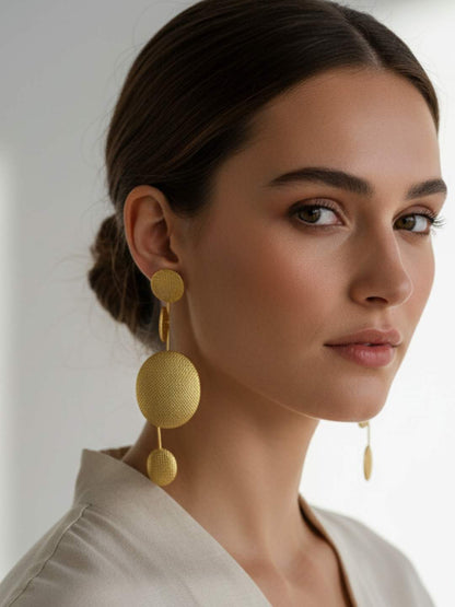 Ishhaara Gold Plated Circular Drop Earrings