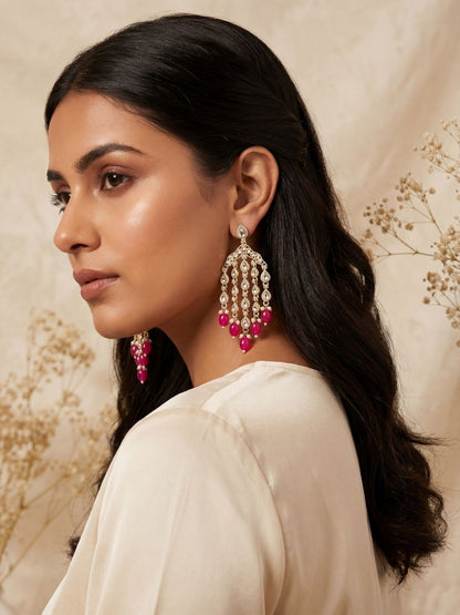 Ishhaara Gold Plated Contemporary Drop Earrings