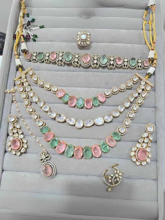 Ishhaara Gold Plated Contemporary Full Bridal Necklace Set
