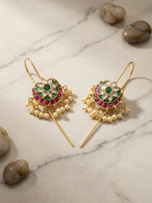 Ishhaara Gold Plated Jadau Kundan Bugadi Earrings