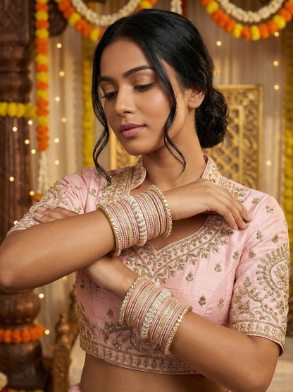 Ishhaara Gold Plated Kundan Bangle Bracelets — handcrafted Indian jewellery - view 11