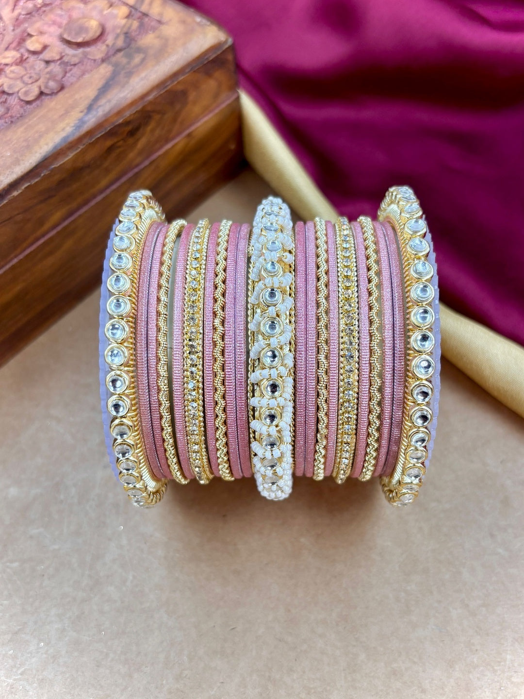 Ishhaara Gold Plated Kundan Bangle Bracelets — handcrafted Indian jewellery - view 12