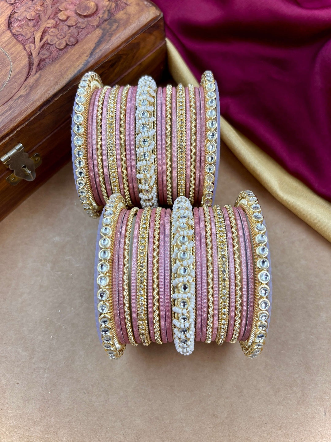 Ishhaara Gold Plated Kundan Bangle Bracelets — handcrafted Indian jewellery - view 13