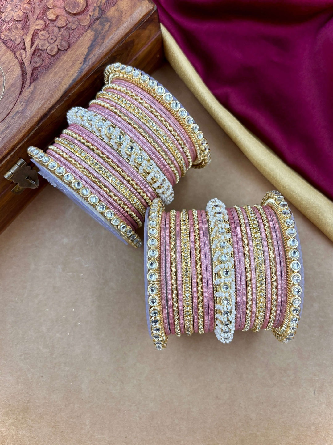 Ishhaara Gold Plated Kundan Bangle Bracelets — handcrafted Indian jewellery - view 14