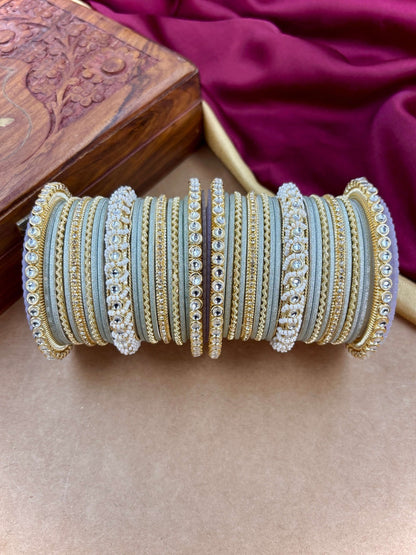Ishhaara Gold Plated Kundan Bangle Bracelets — handcrafted Indian jewellery - view 16
