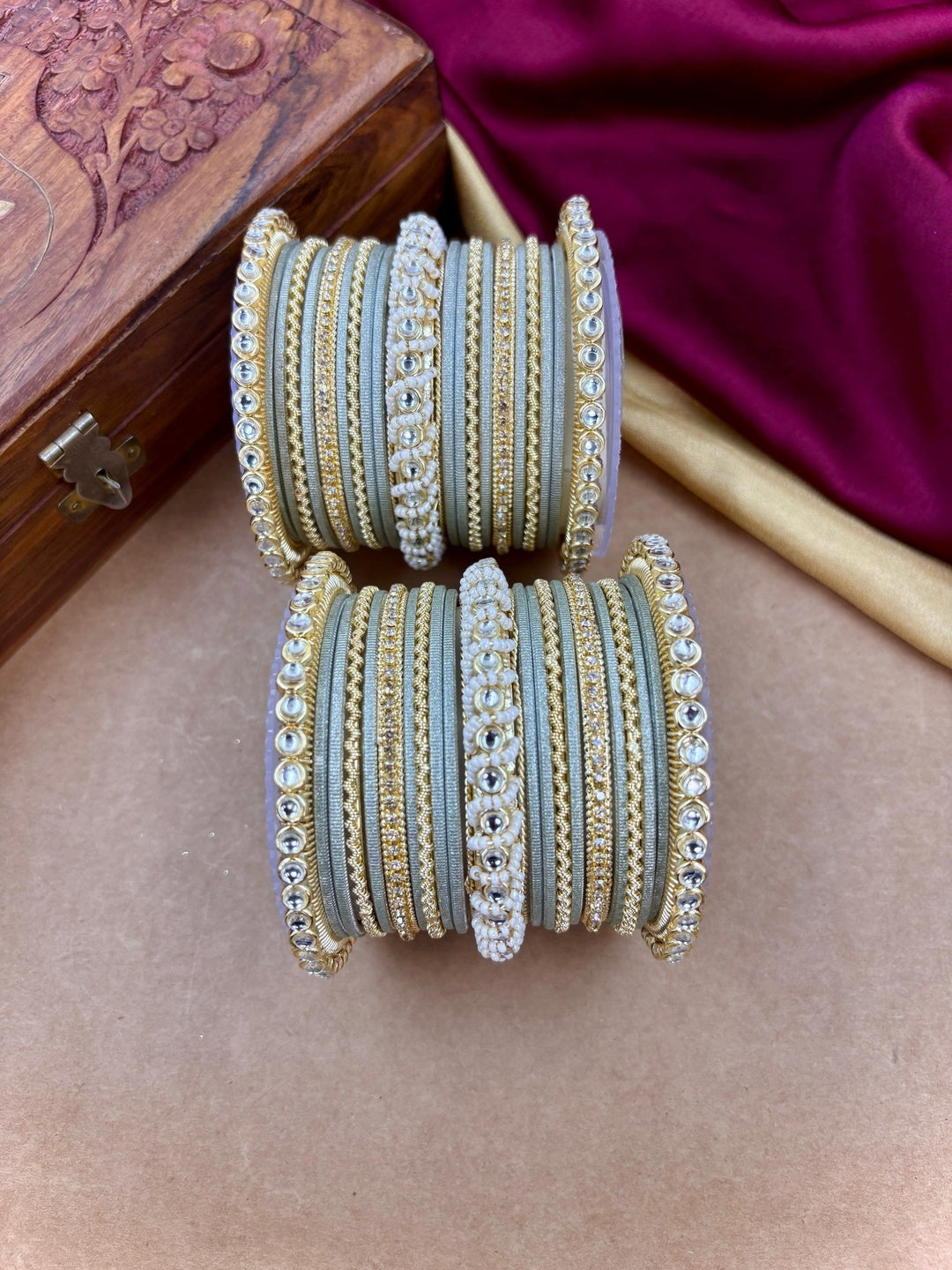 Ishhaara Gold Plated Kundan Bangle Bracelets — handcrafted Indian jewellery - view 19
