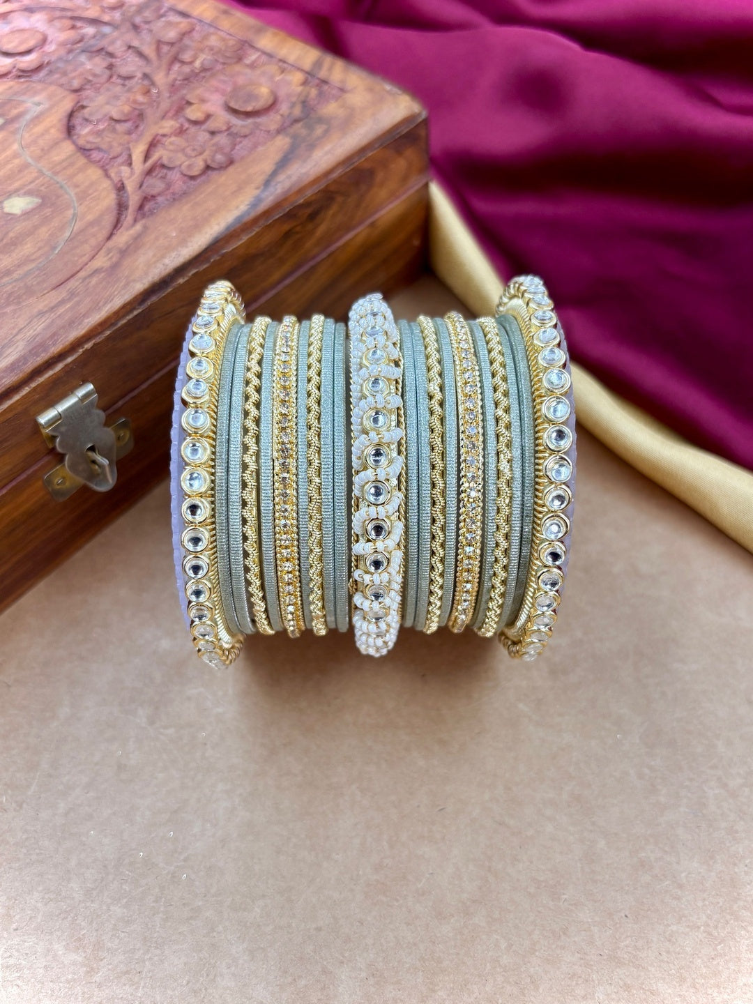 Ishhaara Gold Plated Kundan Bangle Bracelets — handcrafted Indian jewellery - view 20