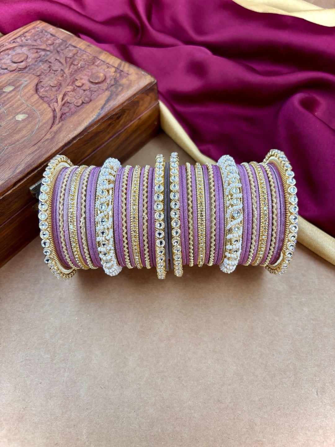 Ishhaara Gold Plated Kundan Bangle Bracelets — handcrafted Indian jewellery - view 23