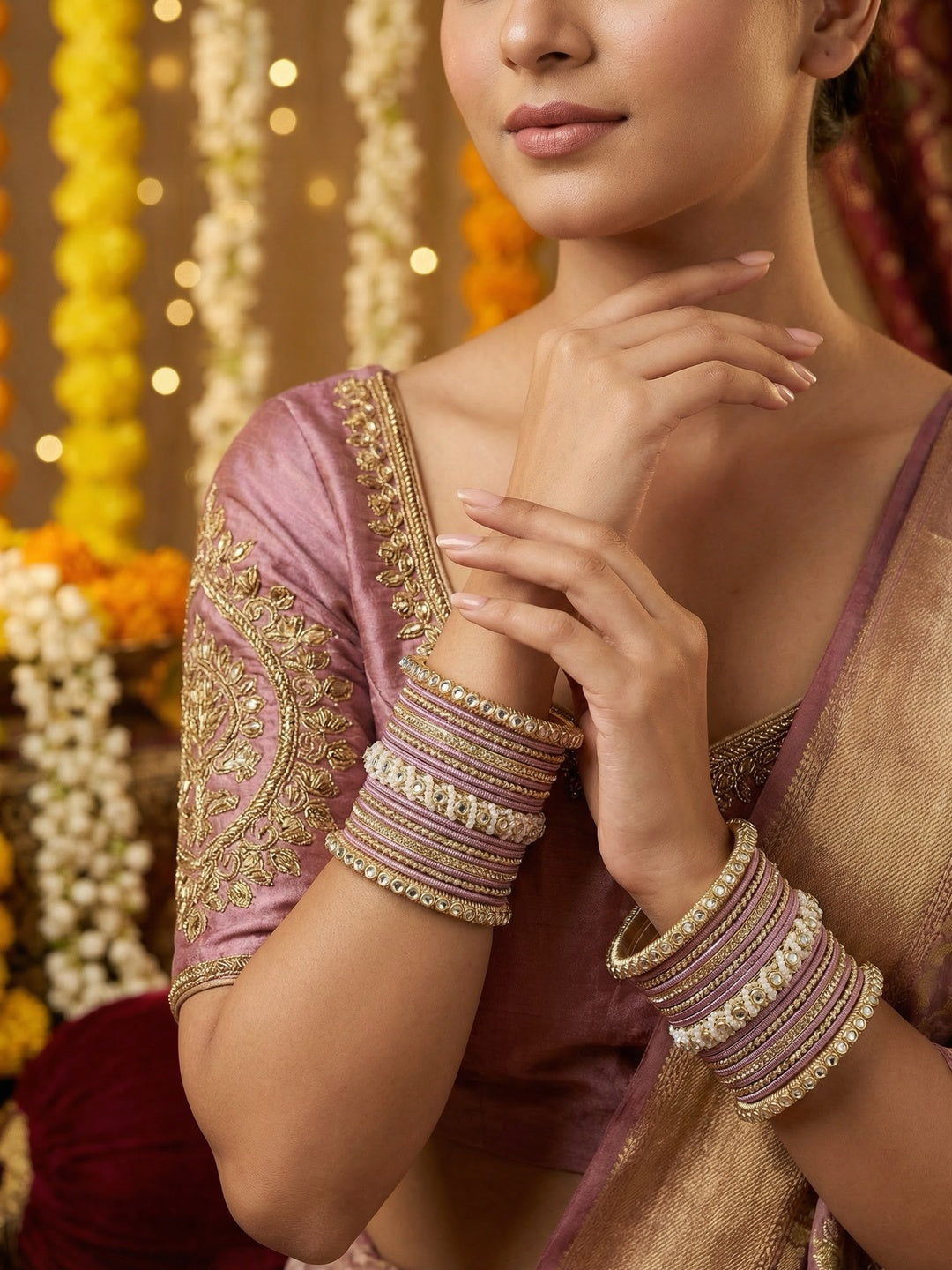 Ishhaara Gold Plated Kundan Bangle Bracelets — handcrafted Indian jewellery - view 25