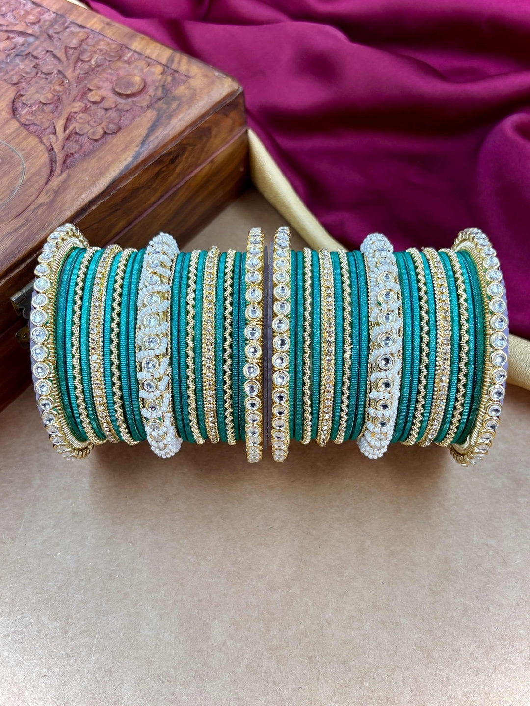 Ishhaara Gold Plated Kundan Bangle Bracelets — handcrafted Indian jewellery - view 27