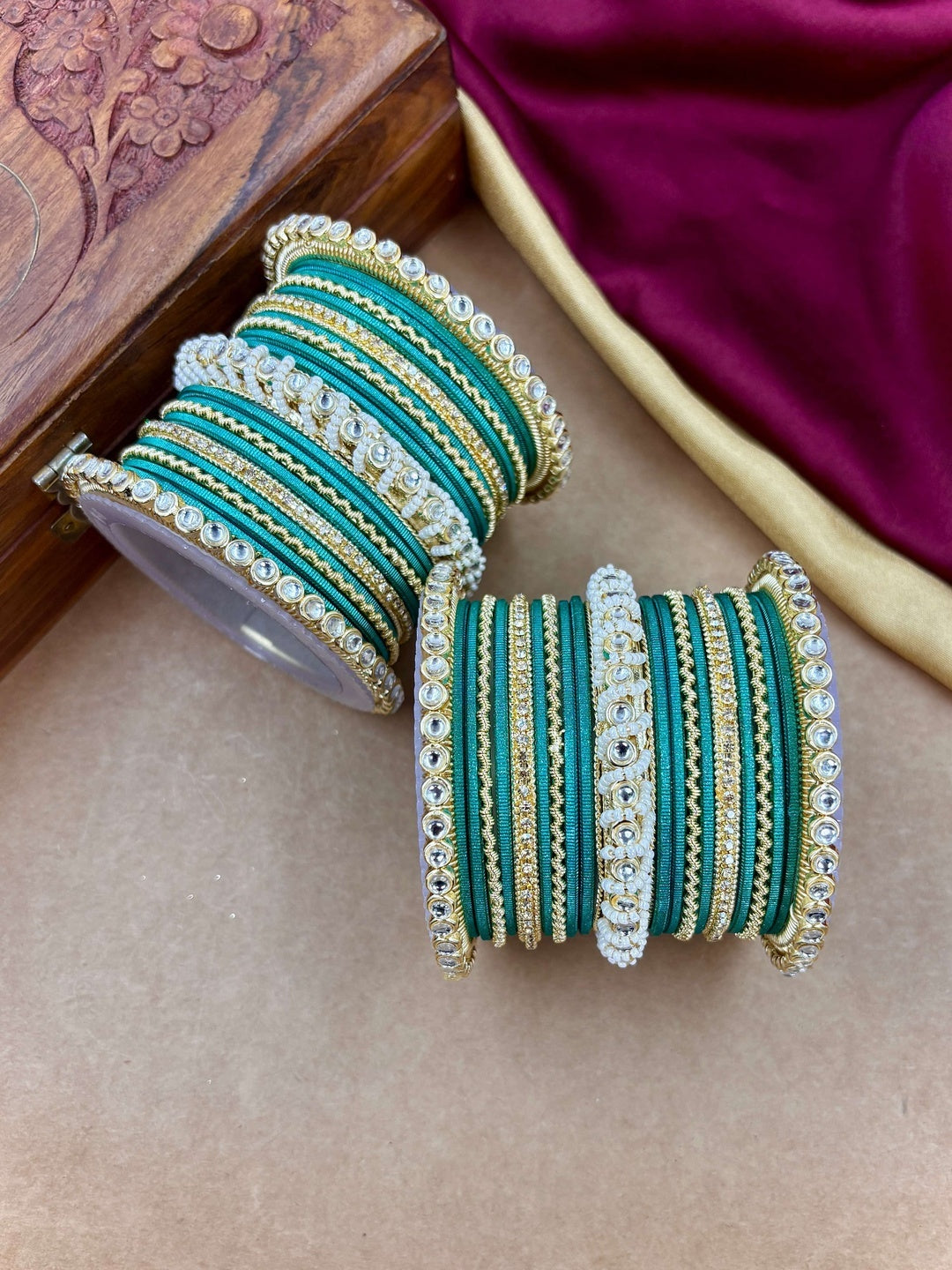 Ishhaara Gold Plated Kundan Bangle Bracelets — handcrafted Indian jewellery - view 28