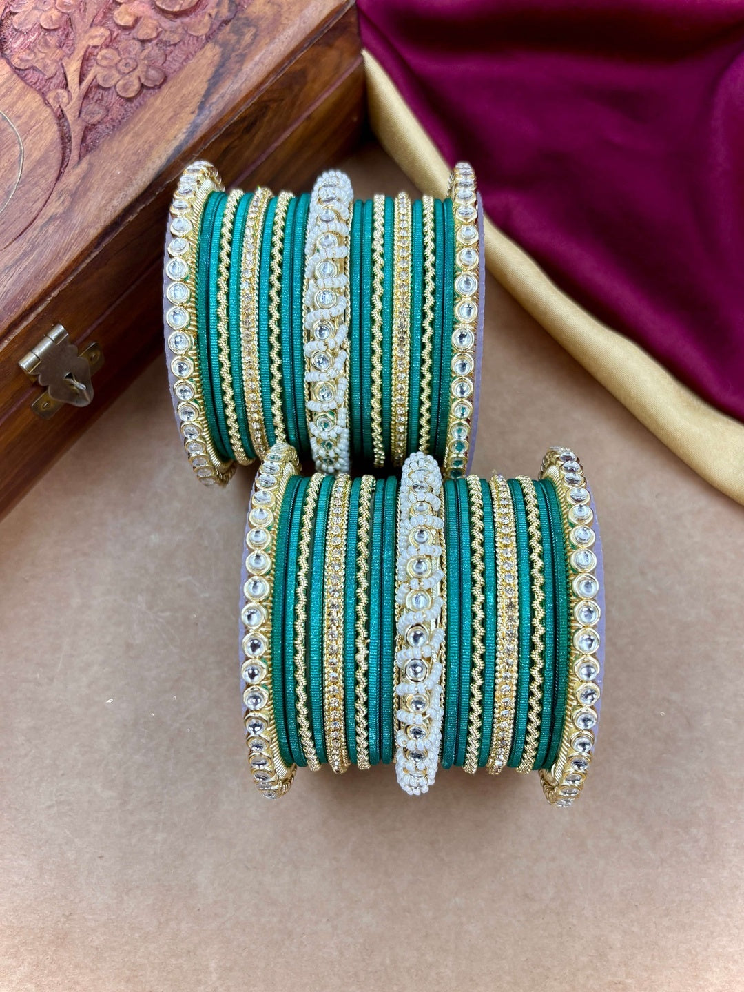 Ishhaara Gold Plated Kundan Bangle Bracelets — handcrafted Indian jewellery - view 29