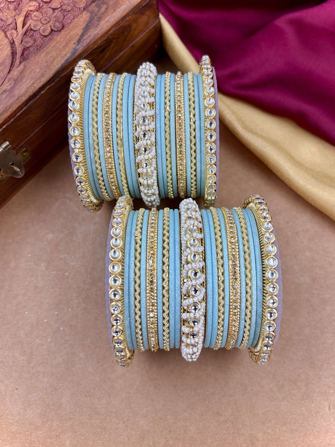 Ishhaara Gold Plated Kundan Bangle Bracelets — handcrafted Indian jewellery - view 33