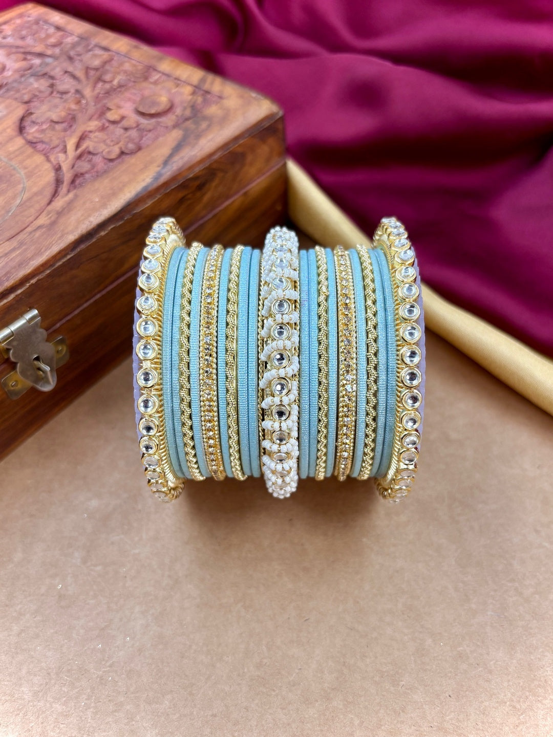 Ishhaara Gold Plated Kundan Bangle Bracelets — handcrafted Indian jewellery - view 34