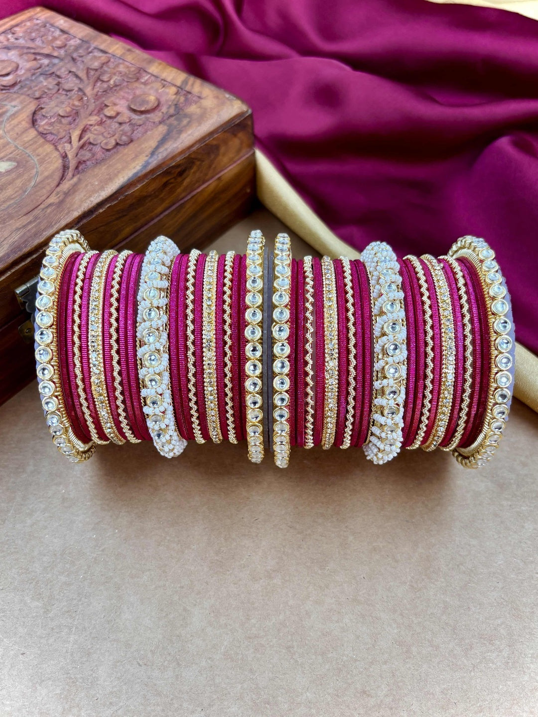 Ishhaara Gold Plated Kundan Bangle Bracelets — handcrafted Indian jewellery - view 37