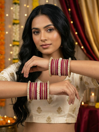 Ishhaara Gold Plated Kundan Bangle Bracelets — handcrafted Indian jewellery - view 38