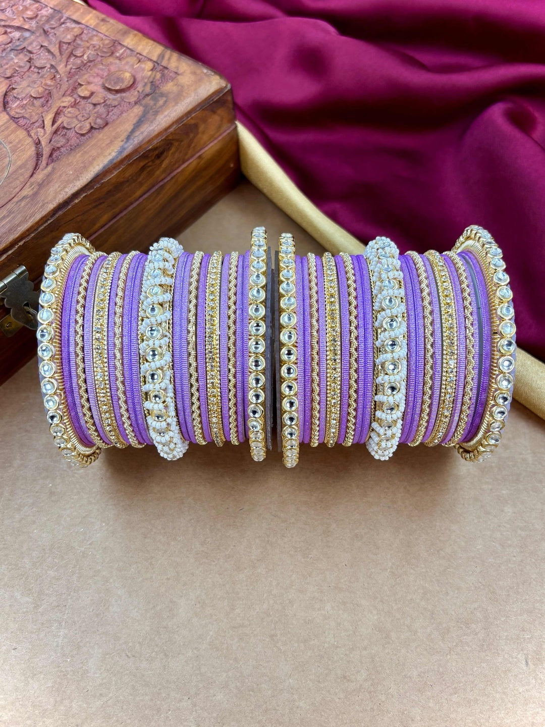 Ishhaara Gold Plated Kundan Bangle Bracelets — handcrafted Indian jewellery - view 7
