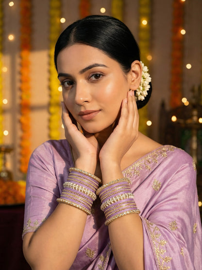Ishhaara Gold Plated Kundan Bangle Bracelets — handcrafted Indian jewellery - view 8
