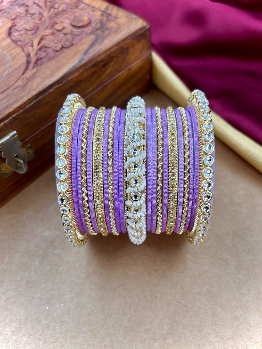 Ishhaara Gold Plated Kundan Bangle Bracelets — handcrafted Indian jewellery - view 9