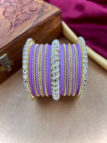 Ishhaara Gold Plated Kundan Bangle Bracelets — handcrafted Indian jewellery - view 9