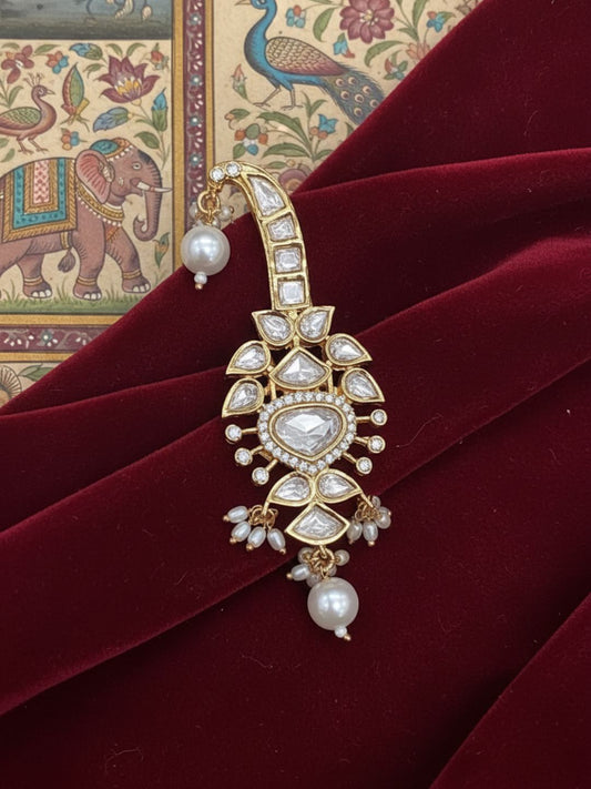 Ishhaara Gold Plated Kundan Polki And Pearl Beaded Kalangi